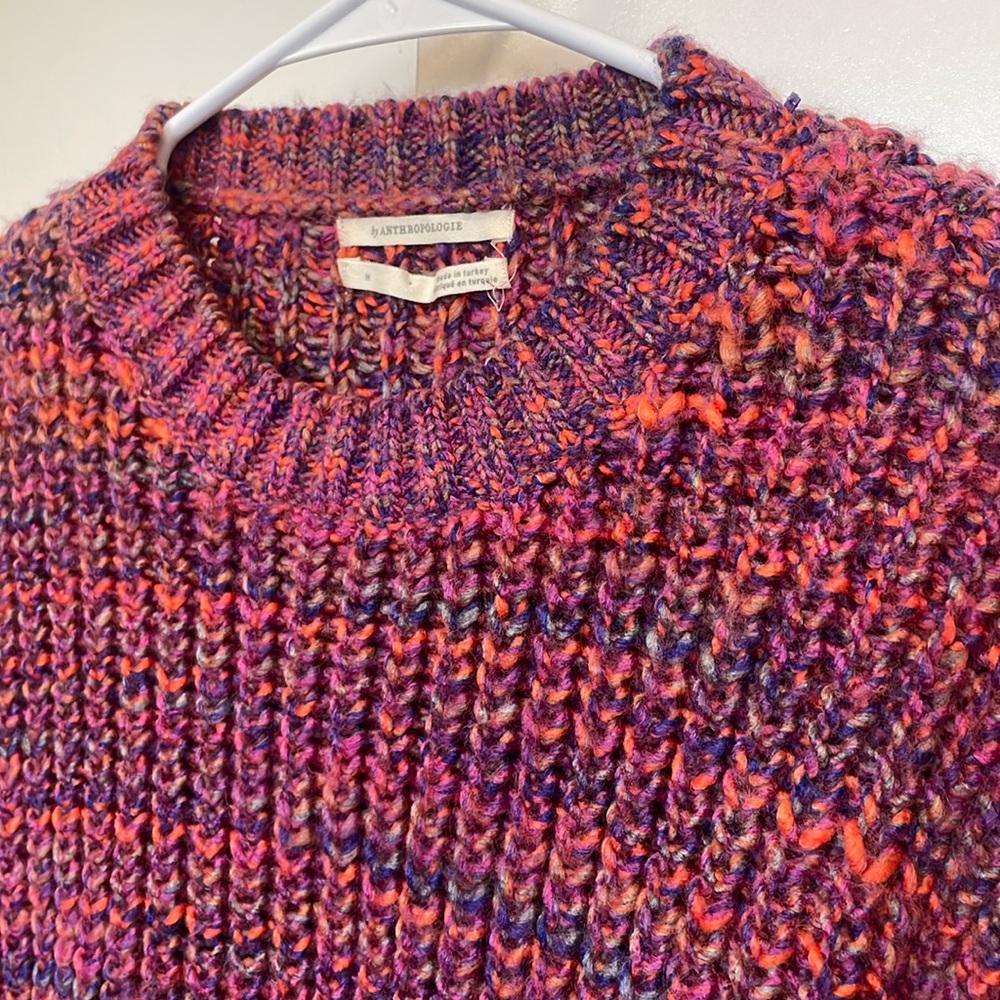 Gorgeous Anthropologie chunky cropped sweater - pinks, purples, blues. Worn once